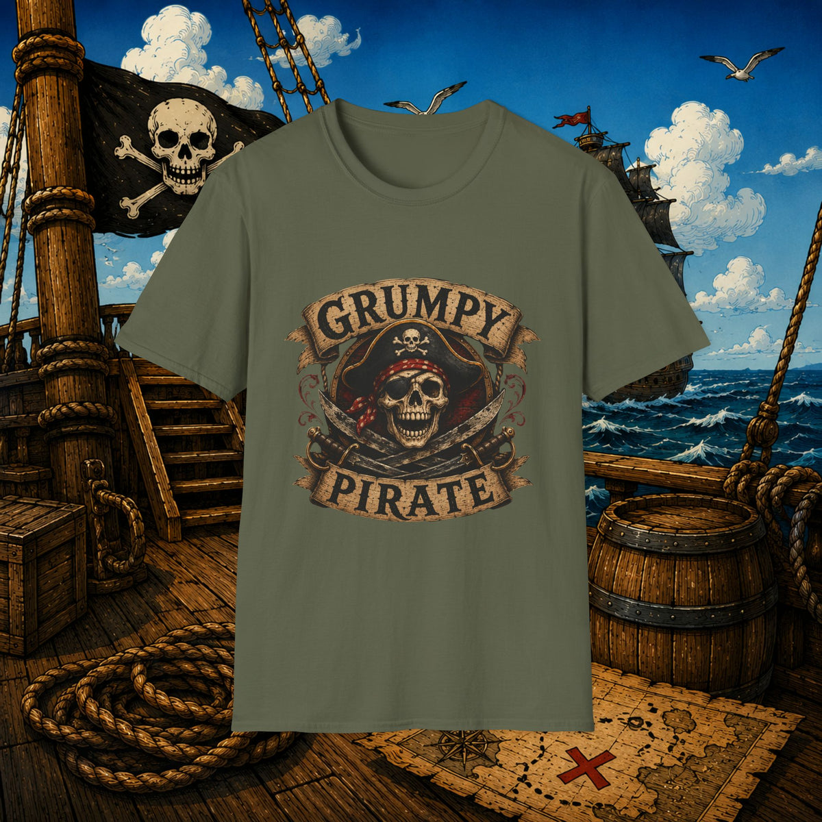 Grumpy Pirate Skull T-Shirt