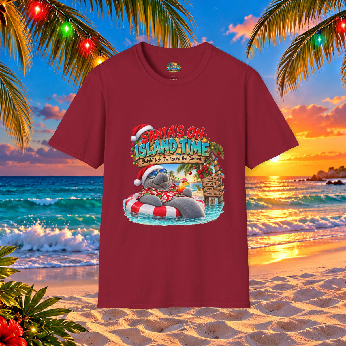 Santa’s on Island Time Christmas Beach T-Shirt