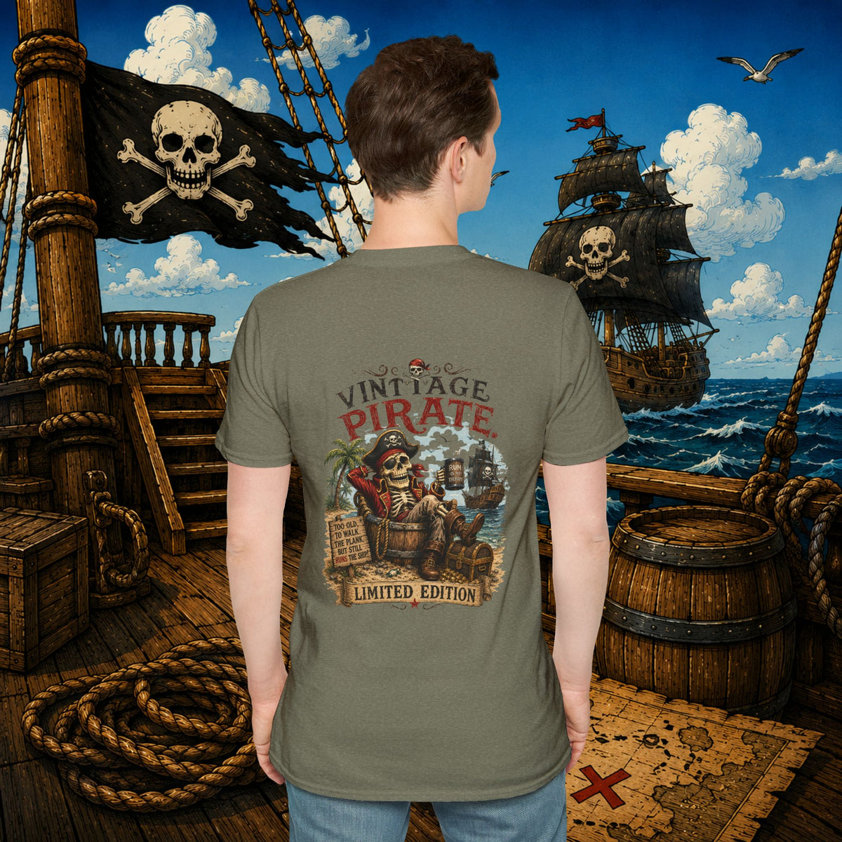 Vintage Pirate Limited Edition – Funny Aging Pirate Skeleton T-Shirt | Old Pirate Humor Tee
