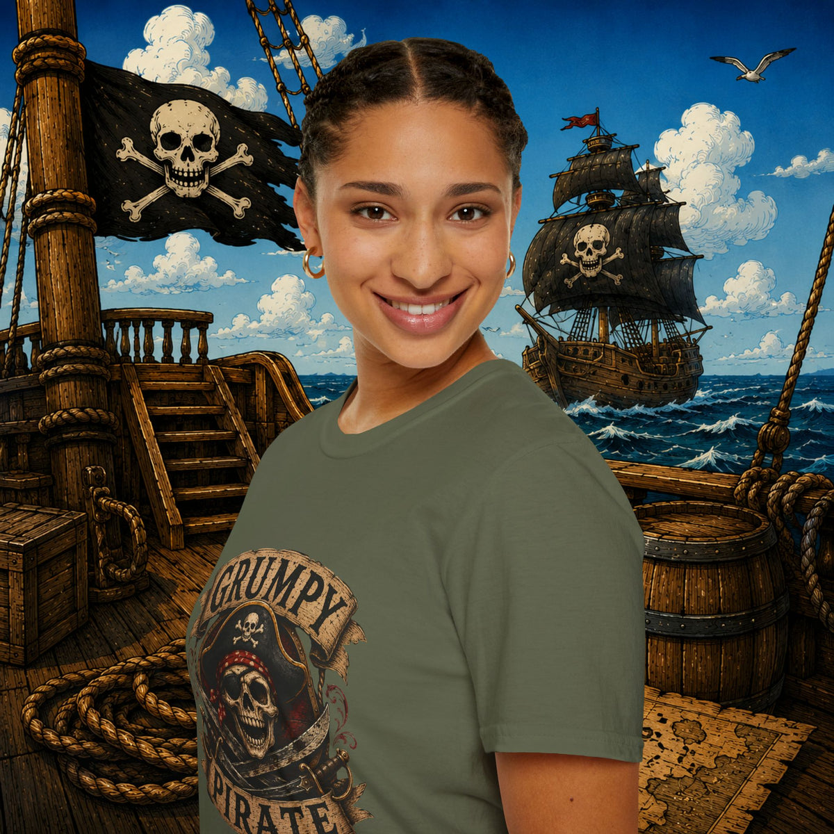 Grumpy Pirate Skull T-Shirt
