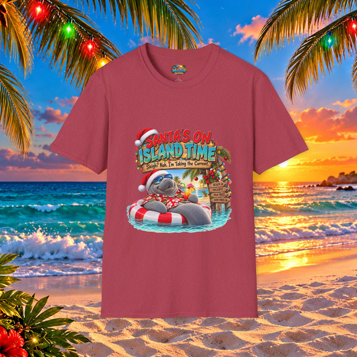 Santa’s on Island Time Christmas Beach T-Shirt