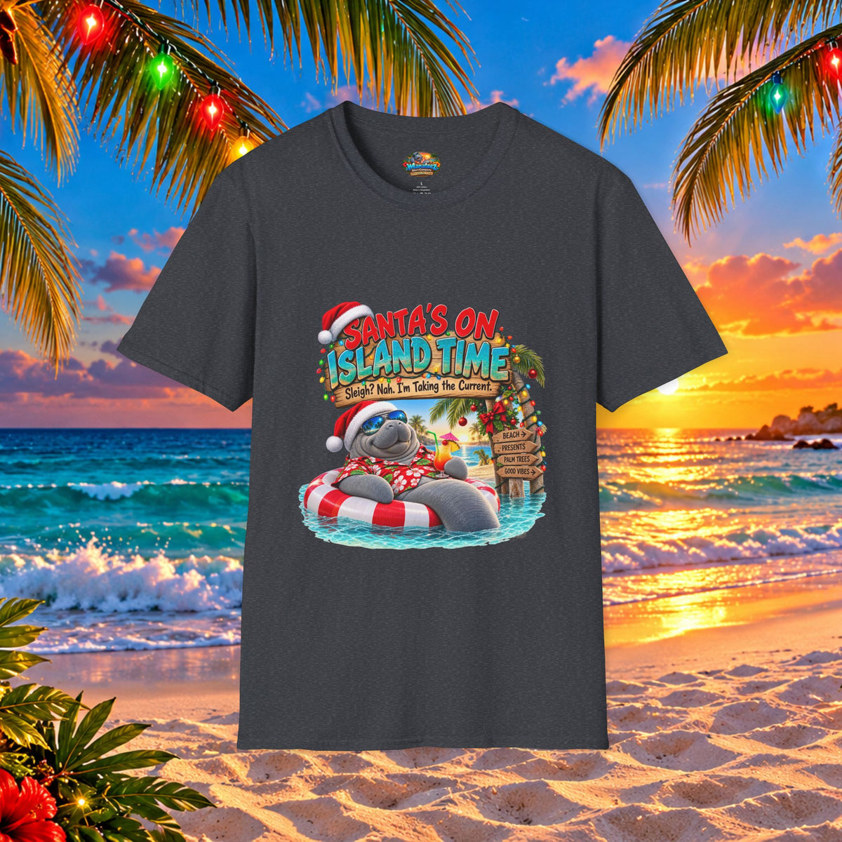 Santa’s on Island Time Christmas Beach T-Shirt