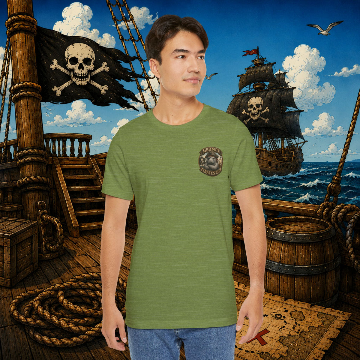 Grumpier Than a Manatee Without Snacks | Funny Pirate Manatee T-Shirt