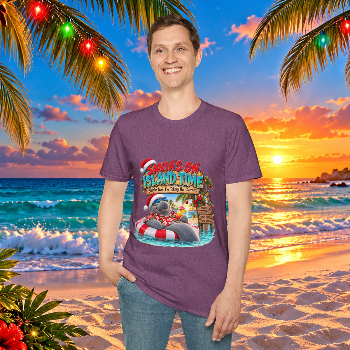 Santa’s on Island Time Christmas Beach T-Shirt