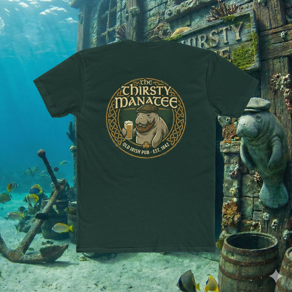 Thirsty Manatee T-Shirt — Vintage Pub Logo Tee