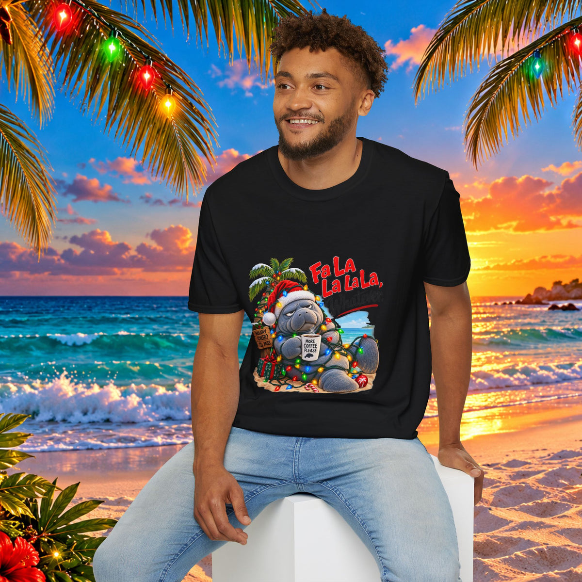 Fa La La La La Tropical Christmas Manatee T-Shirt