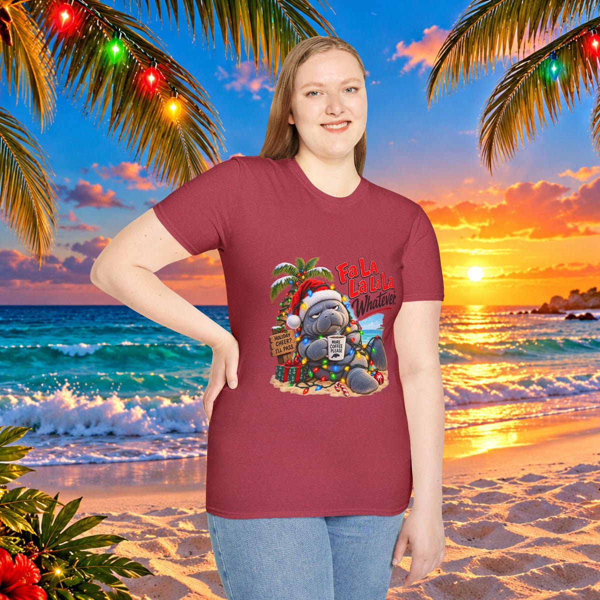 Fa La La La La Tropical Christmas Manatee T-Shirt
