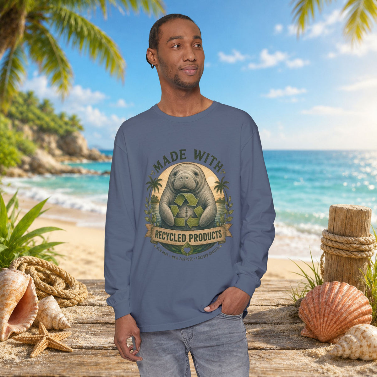 Made with Recycled Parts Funny Liver Transplant Manatee T-Shirt | Organ Donor Awareness Gift