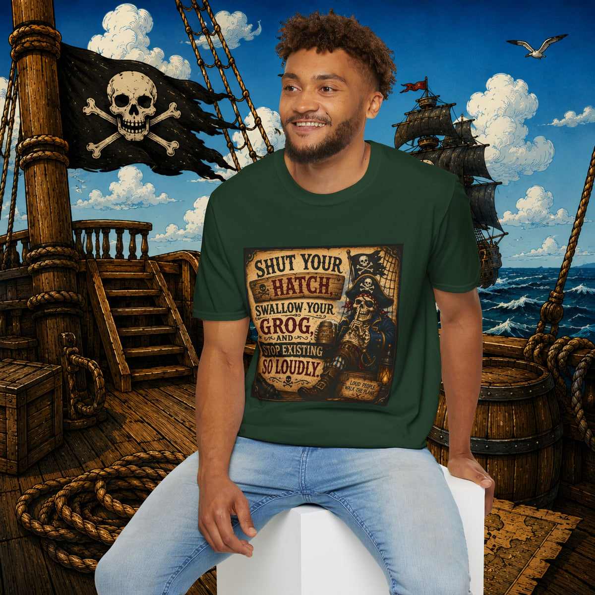 Shut Your Hatch Swallow Your Grog Pirate T-Shirt