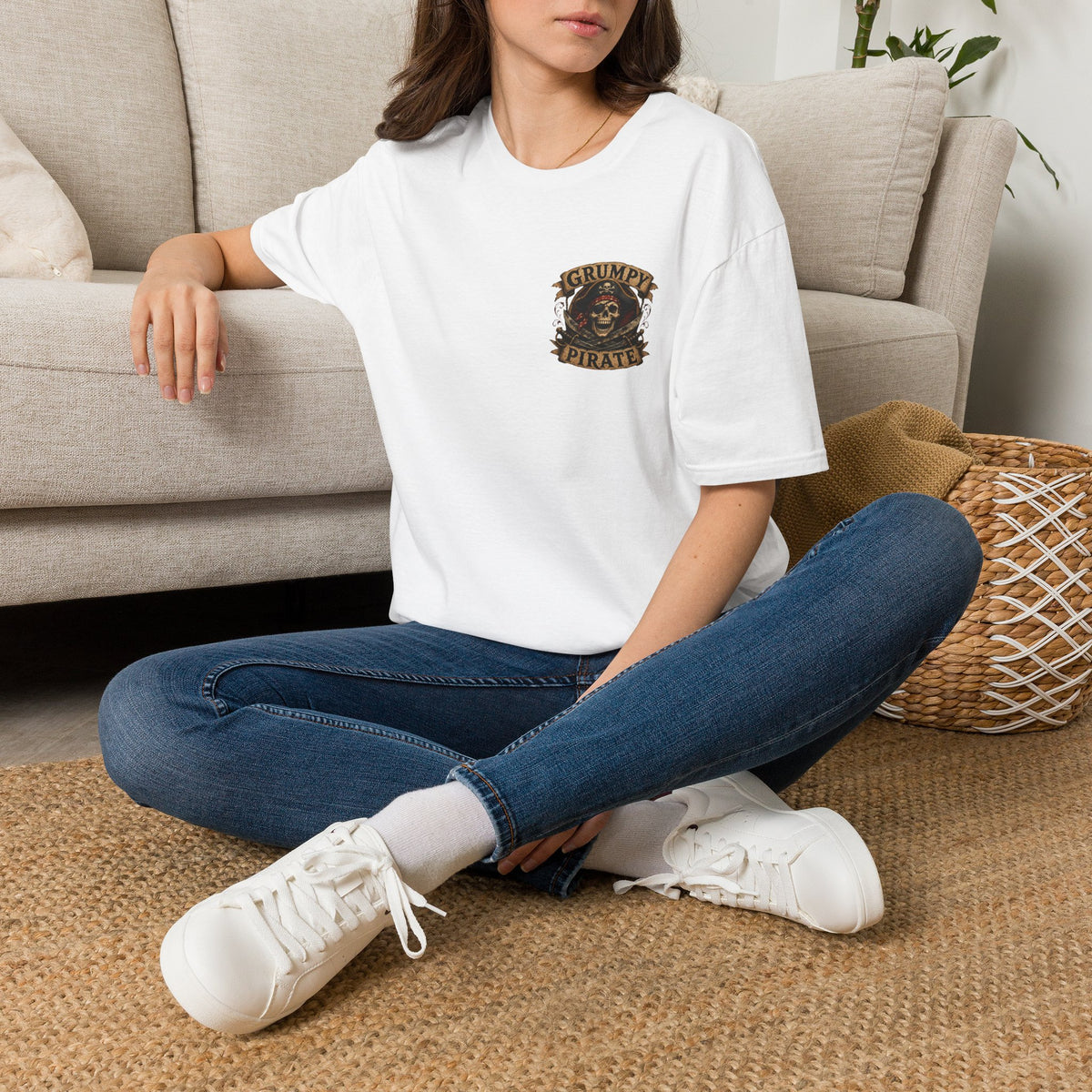 Captain of the S.S. Get Off My Deck Pirate Skeleton Shirt – Funny Grumpy Pirate Graphic Tee