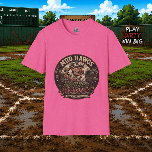 Rock Lakes Mud Hawgs Baseball Logo Shirt | Vintage Pig Mascot Tee | Florida Baseball Team Graphic