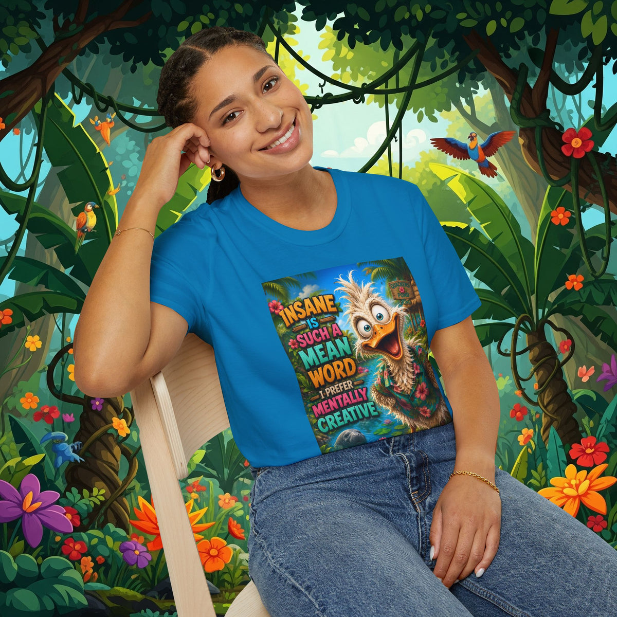Insane Is Such a Mean Word I Prefer Mentally Creative Funny Duck Shirt | Crazy Ostrich Hawaiian Tee   Background