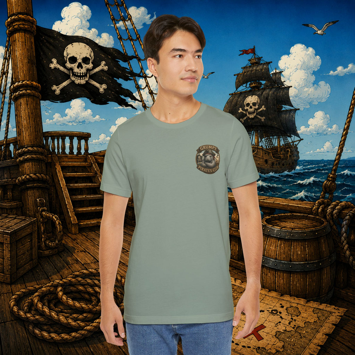 Beware of Old Pirates With Nothing Left to Prove | Grumpy Pirate Club Manatee T-Shirt