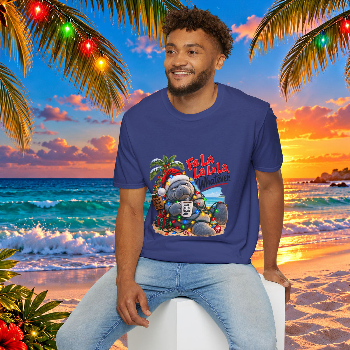Fa La La La La Tropical Christmas Manatee T-Shirt
