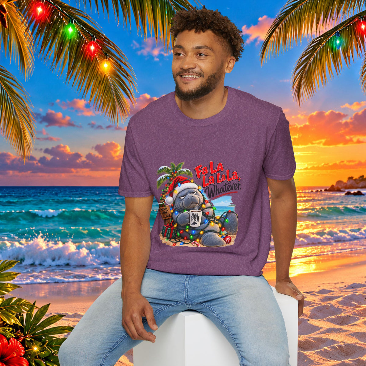 Fa La La La La Tropical Christmas Manatee T-Shirt