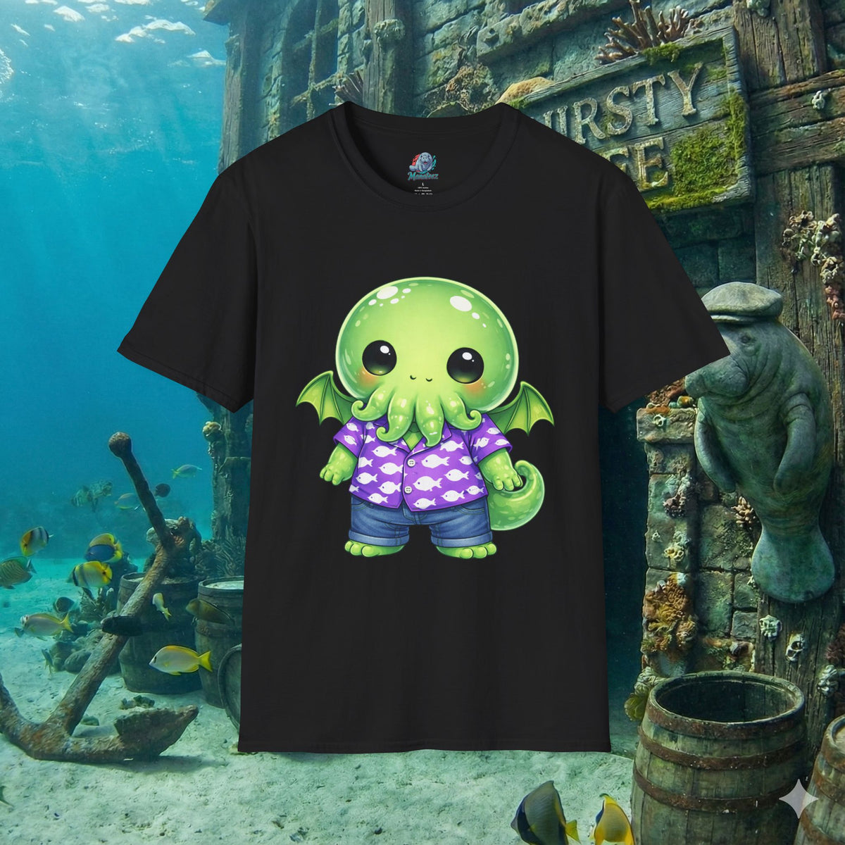 Cute Cthulhu Hawaiian Shirt T-Shirt | Kawaii Lovecraft Monster Graphic Tee | Adorable Tentacle Creature Shirt