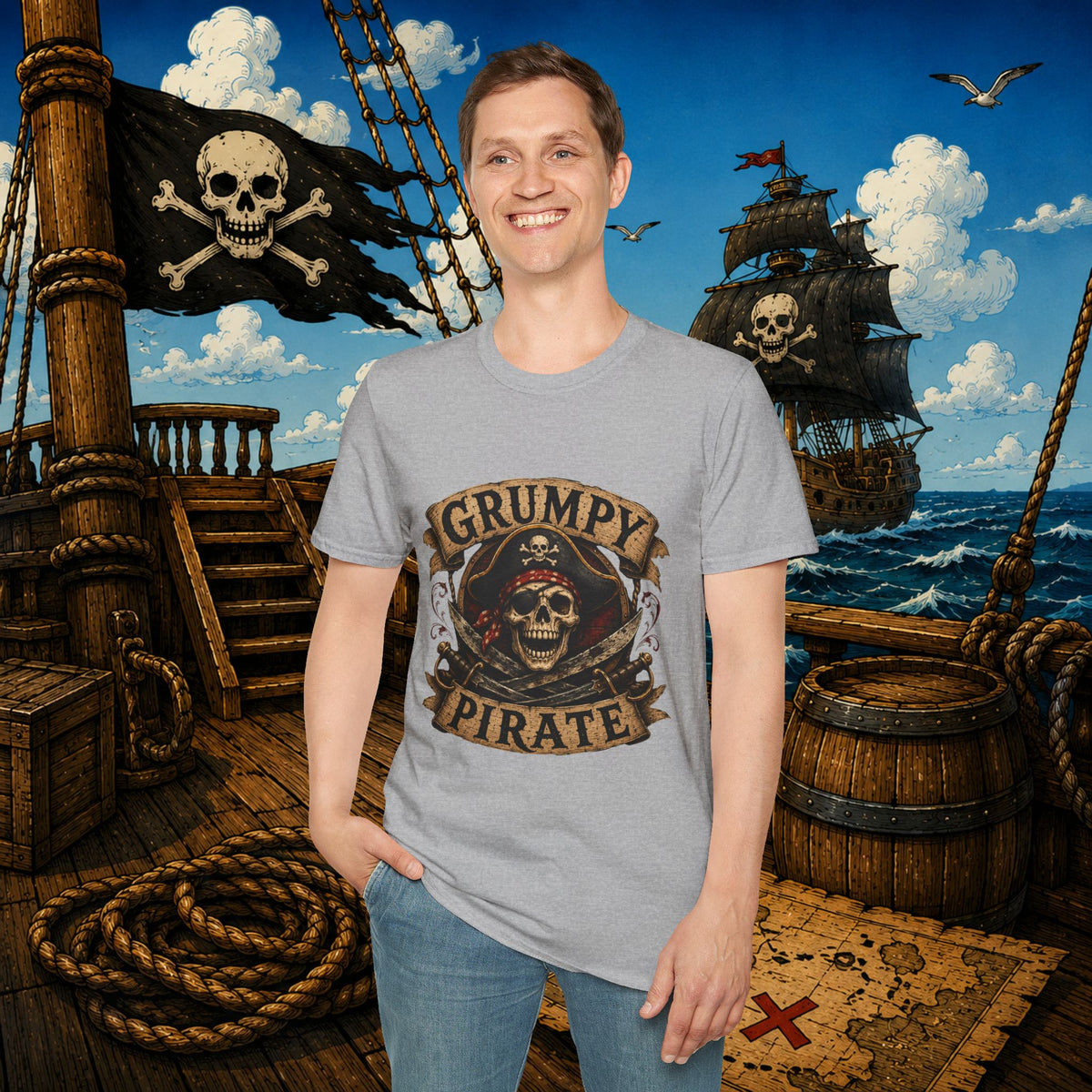 Grumpy Pirate Skull T-Shirt