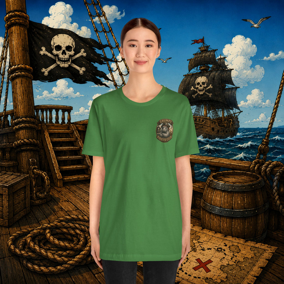 Beware of Old Pirates With Nothing Left to Prove | Grumpy Pirate Club Manatee T-Shirt