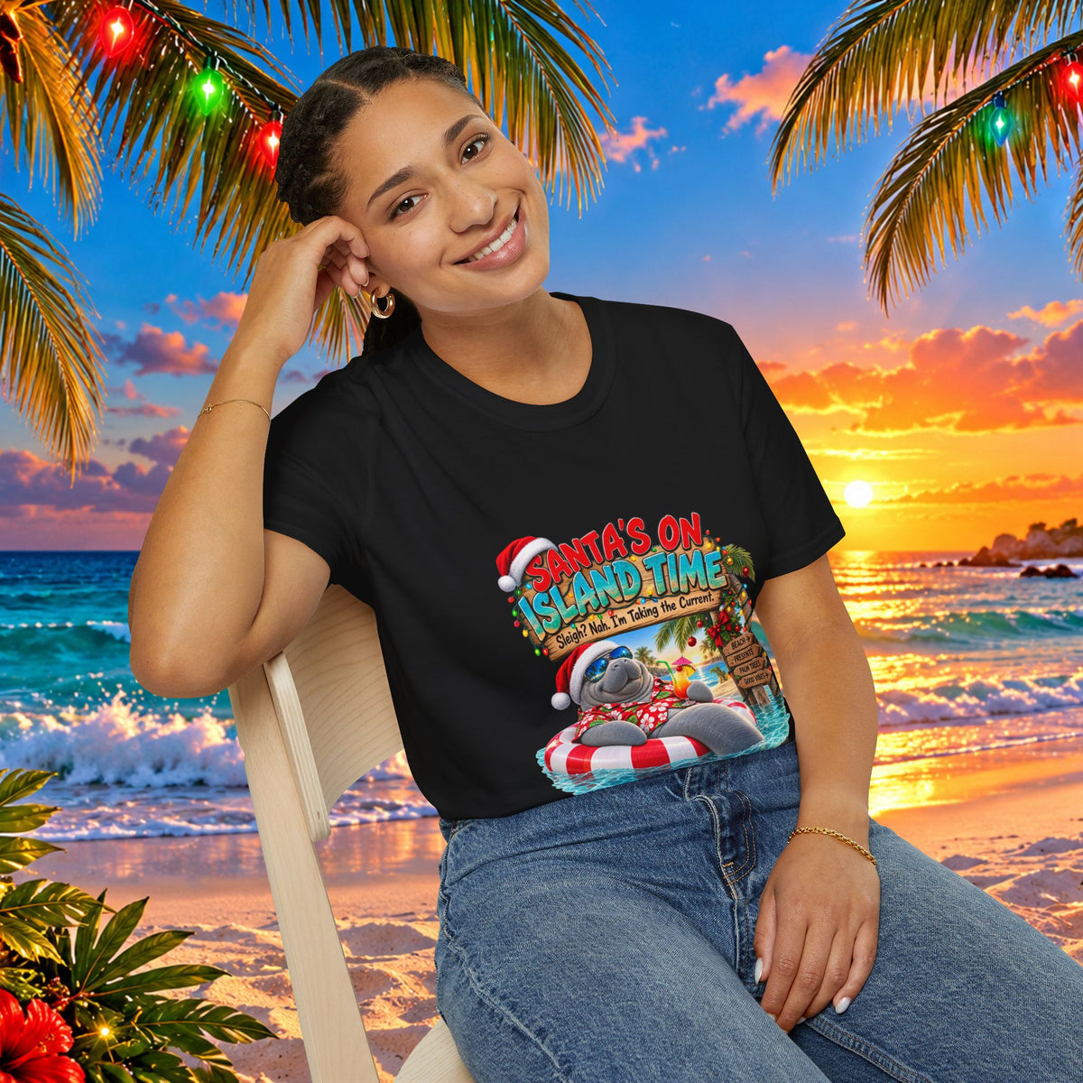 Santa’s on Island Time Christmas Beach T-Shirt