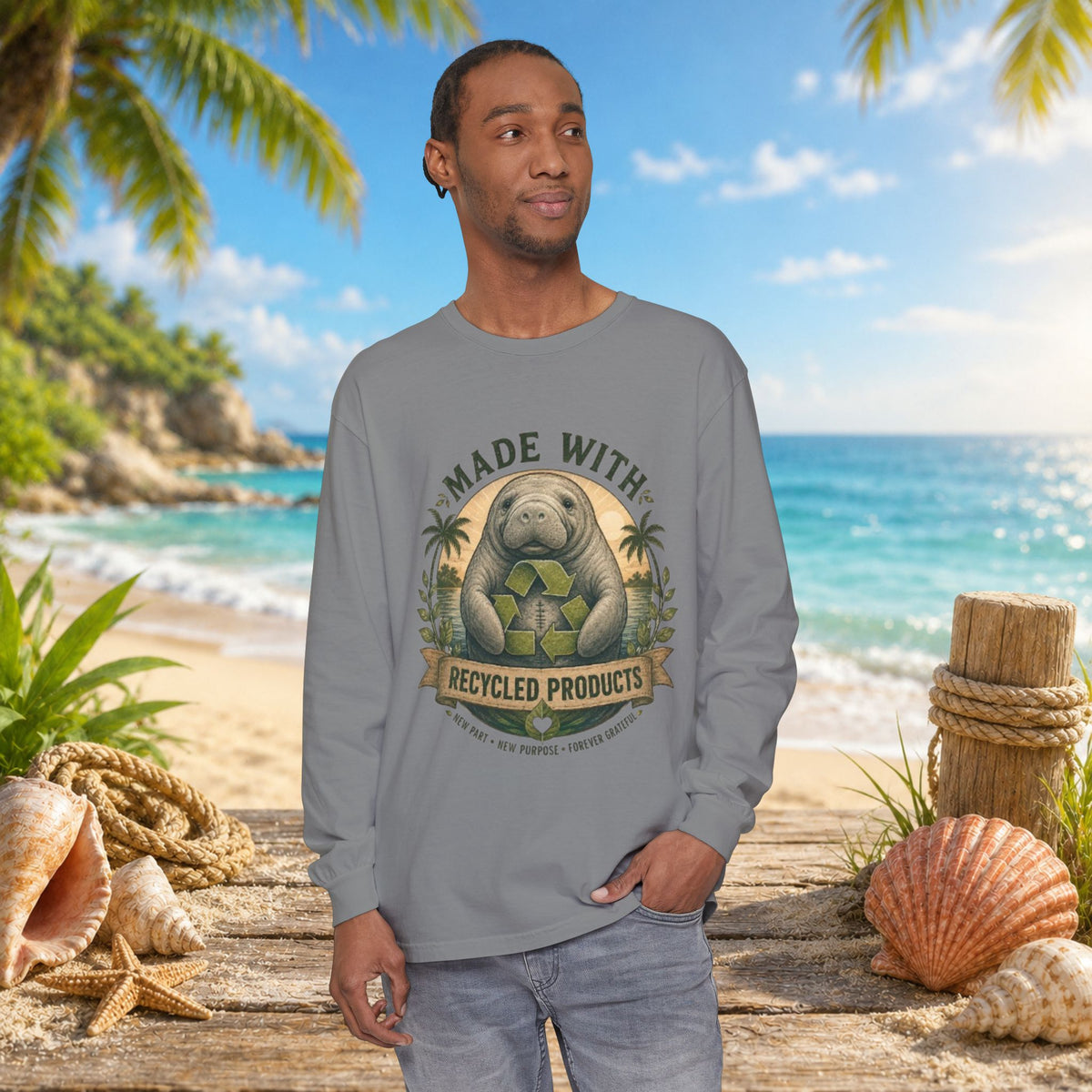 Made with Recycled Parts Funny Liver Transplant Manatee T-Shirt | Organ Donor Awareness Gift