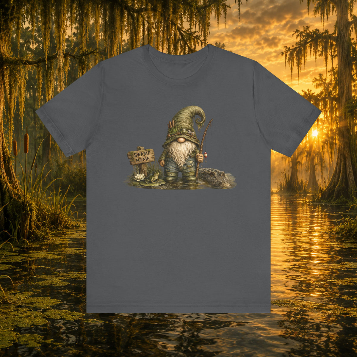 Swamp Gnome Shirt, Southern Swamp Life Tee, Fishing Gnome T-Shirt, Bayou Gnome Shirt, Alligator Gnome, Frog Lover Gift, Country Swamp Shirt