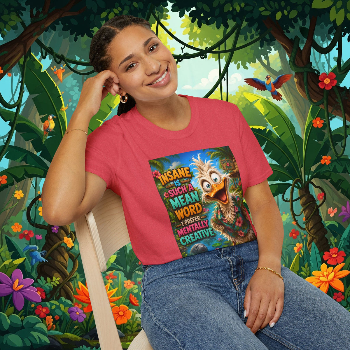 Insane Is Such a Mean Word I Prefer Mentally Creative Funny Duck Shirt | Crazy Ostrich Hawaiian Tee   Background