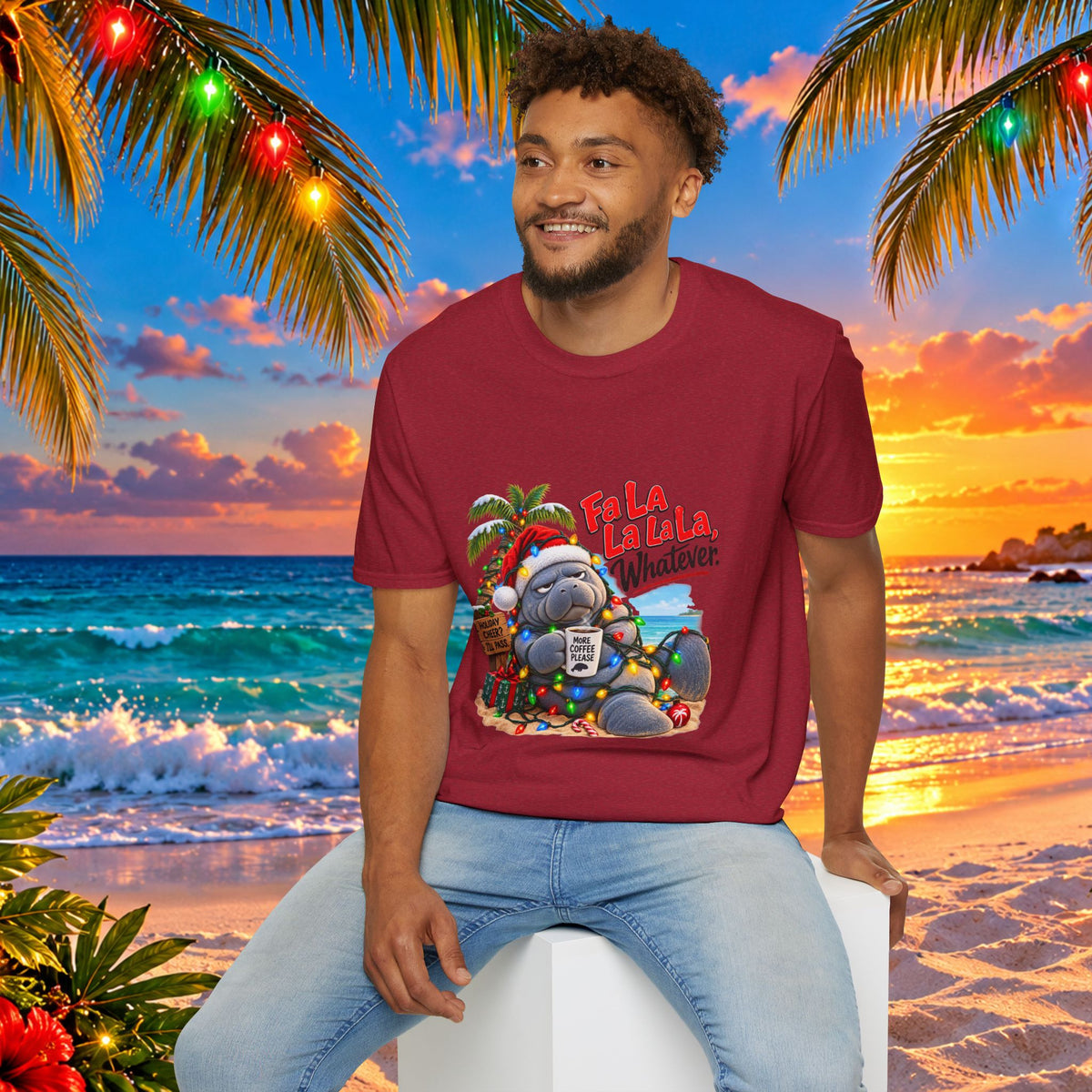 Fa La La La La Tropical Christmas Manatee T-Shirt