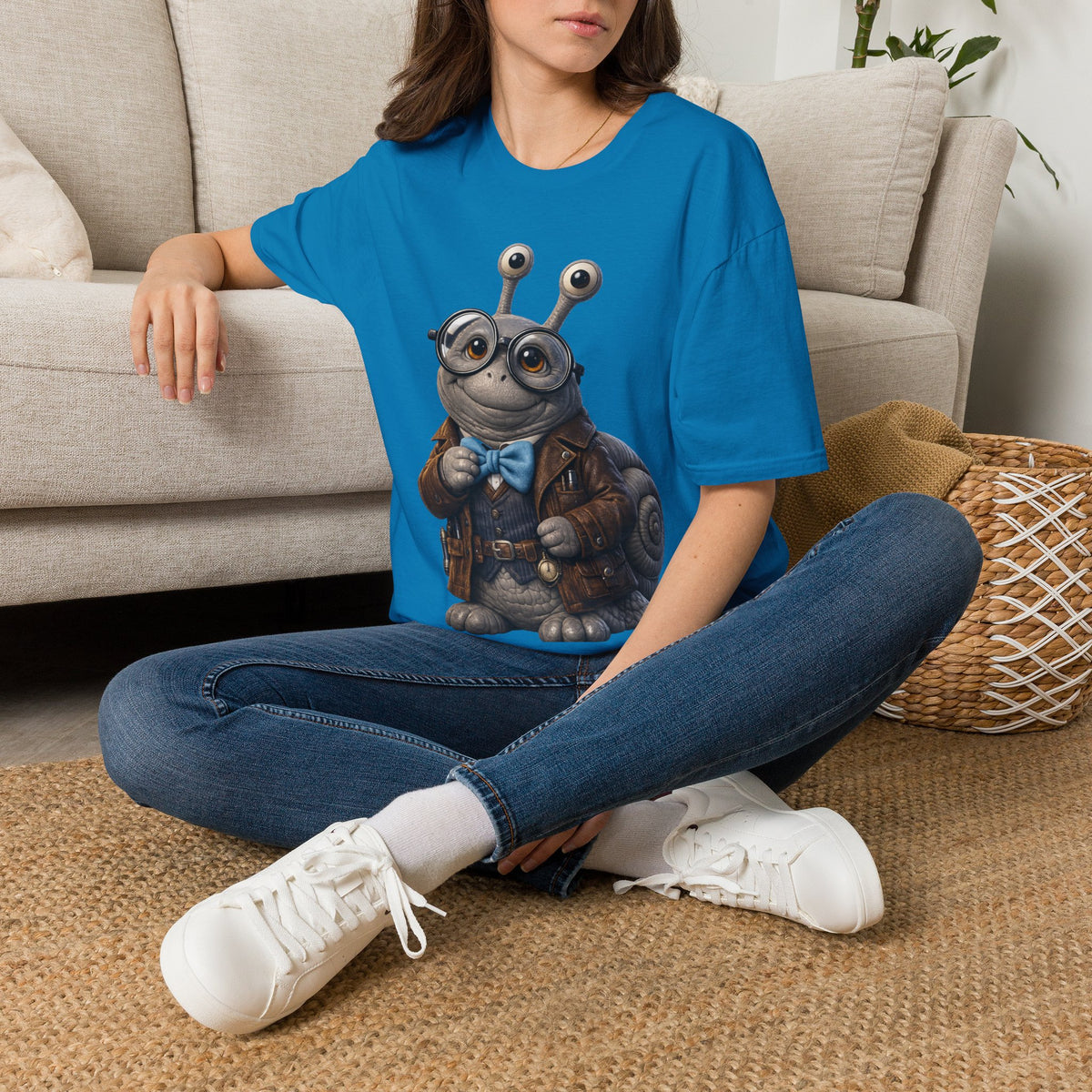 Cute Nerdy Snail Shirt | Steampunk Professor Snail Graphic Tee | Funny Bookworm Animal T-Shirt