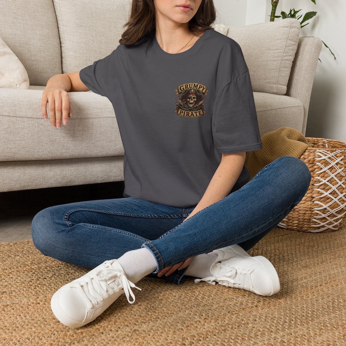 Captain of the S.S. Get Off My Deck Pirate Skeleton Shirt – Funny Grumpy Pirate Graphic Tee