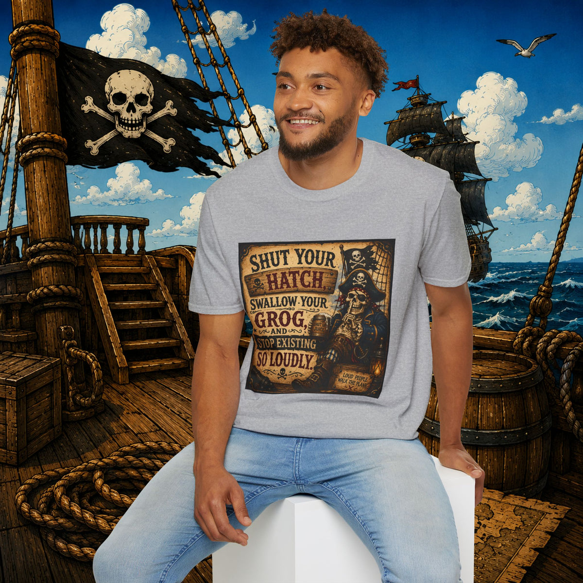 Shut Your Hatch Swallow Your Grog Pirate T-Shirt