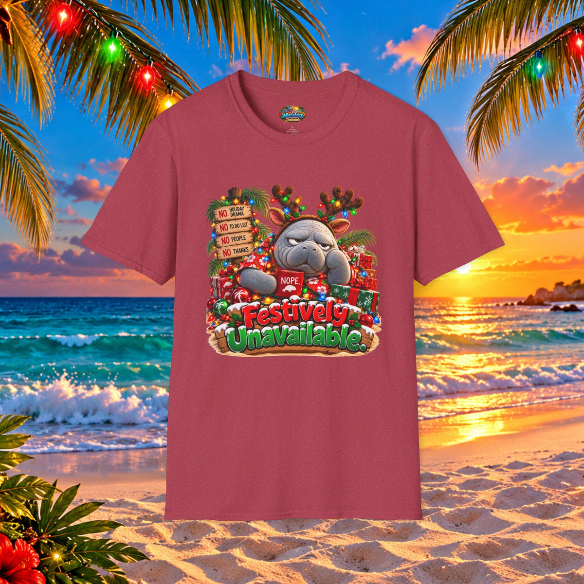Festively Unavailable Christmas Manatee T-Shirt