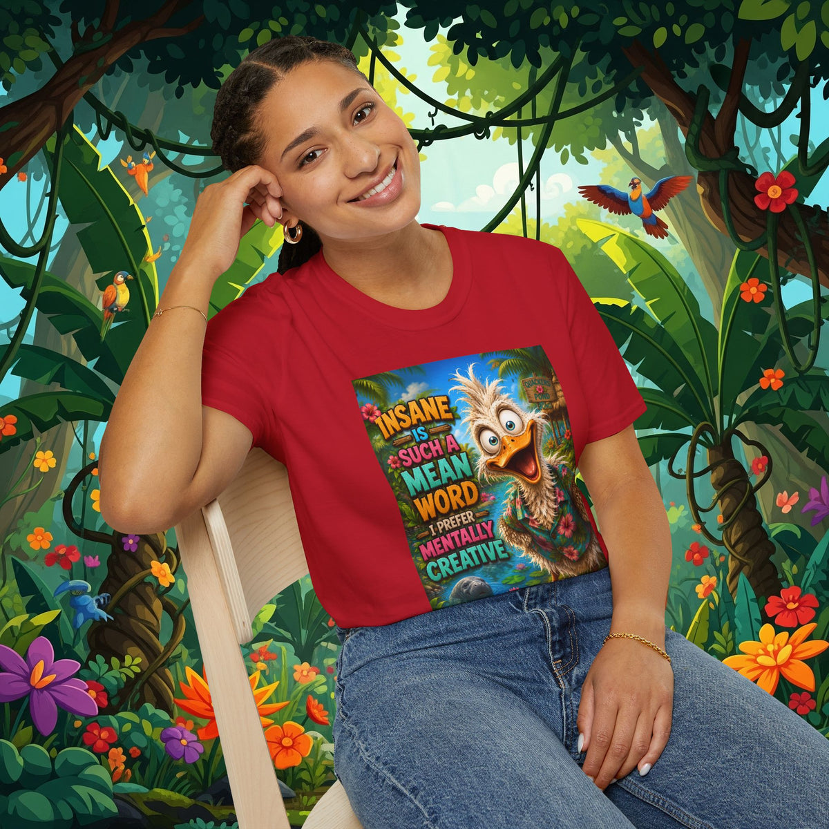 Insane Is Such a Mean Word I Prefer Mentally Creative Funny Duck Shirt | Crazy Ostrich Hawaiian Tee   Background