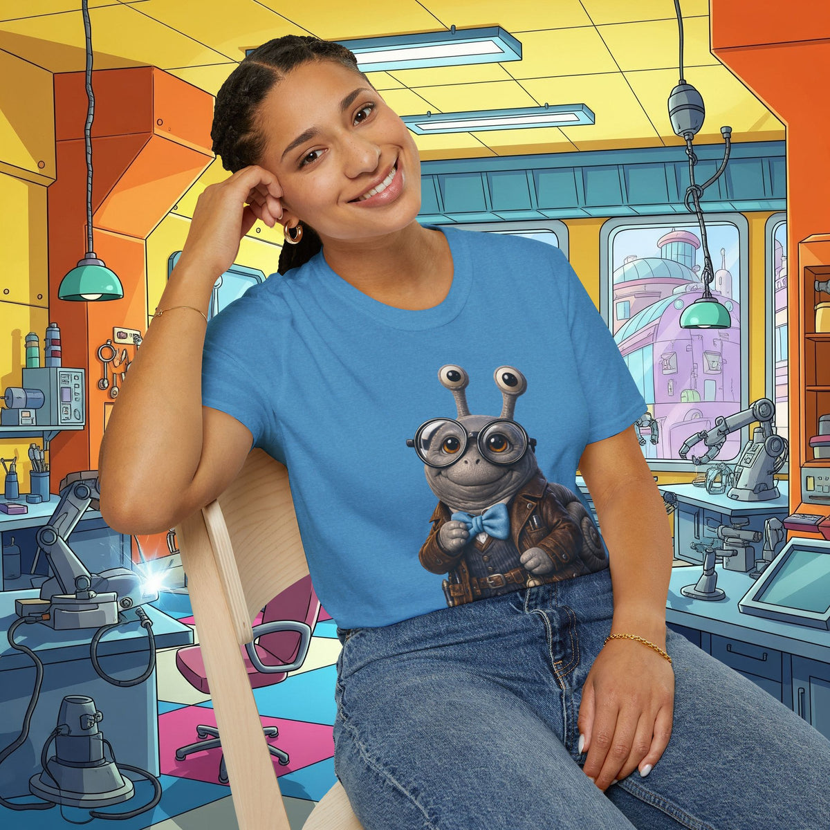 Cute Nerdy Snail Shirt | Steampunk Professor Snail Graphic Tee | Funny Bookworm Animal T-Shirt