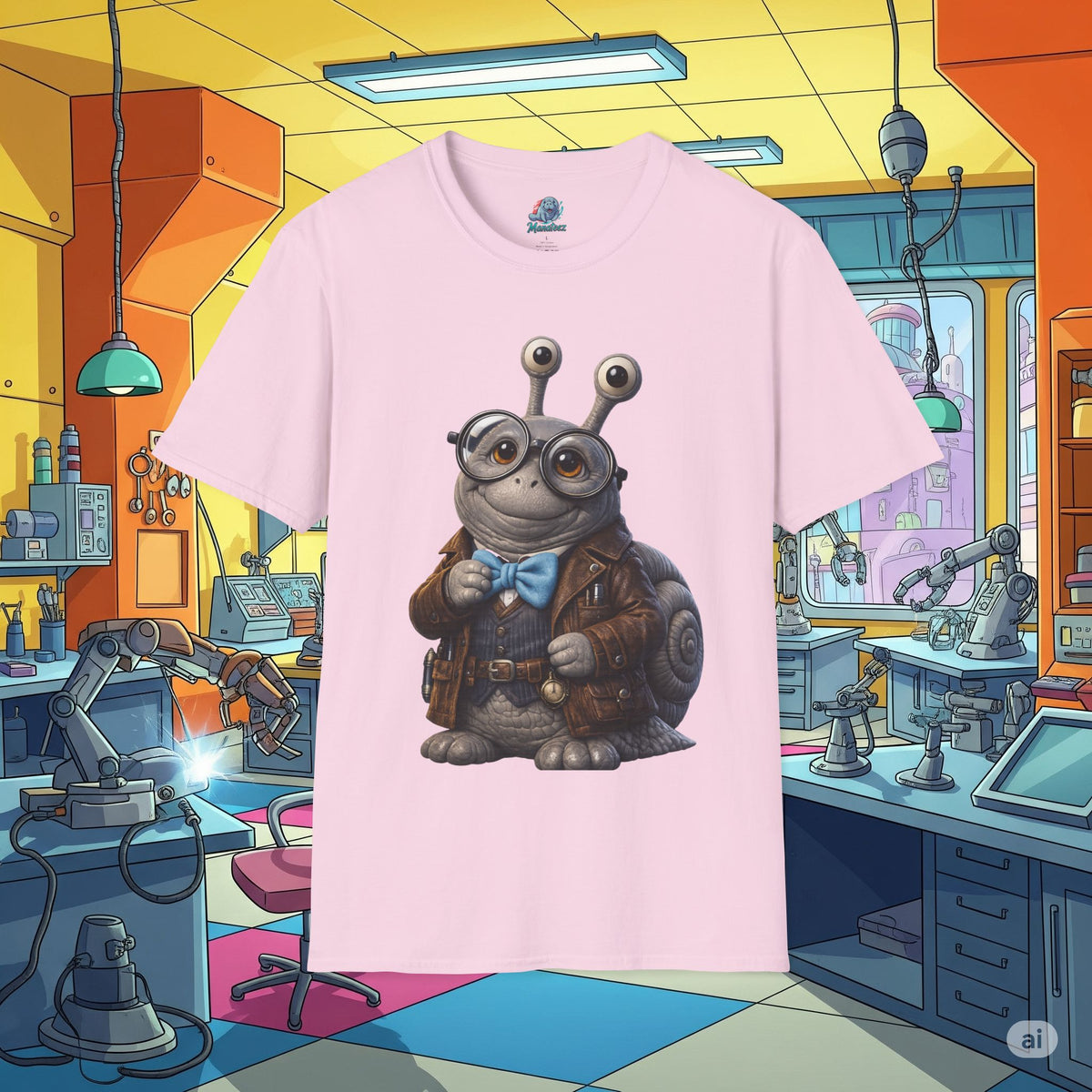 Cute Nerdy Snail Shirt | Steampunk Professor Snail Graphic Tee | Funny Bookworm Animal T-Shirt