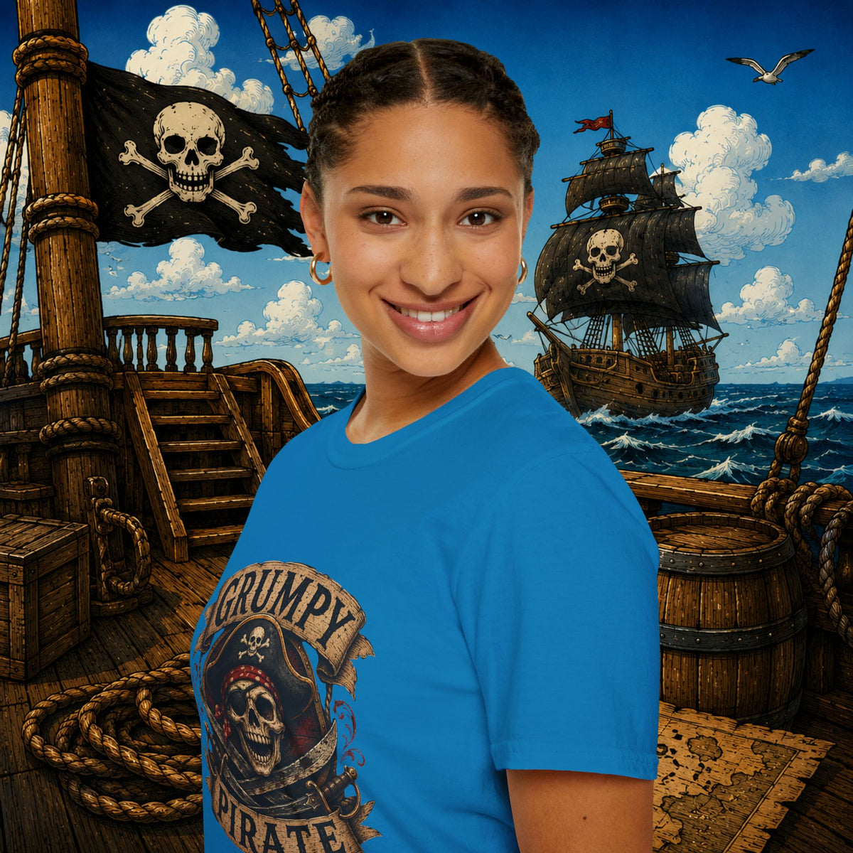 Grumpy Pirate Skull T-Shirt