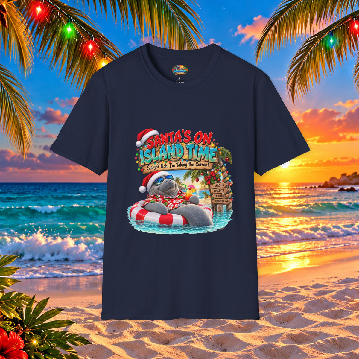 Santa’s on Island Time Christmas Beach T-Shirt
