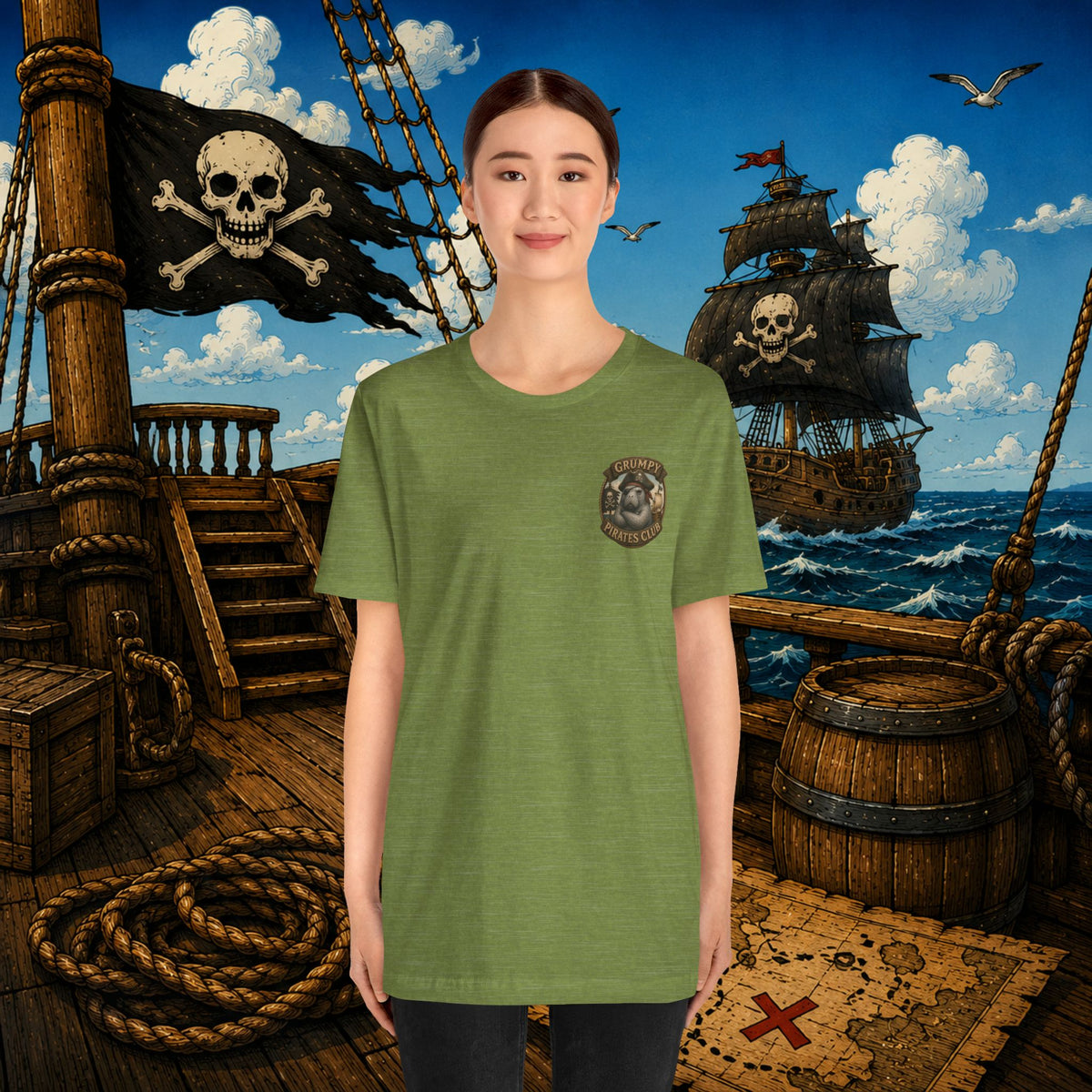 Beware of Old Pirates With Nothing Left to Prove | Grumpy Pirate Club Manatee T-Shirt