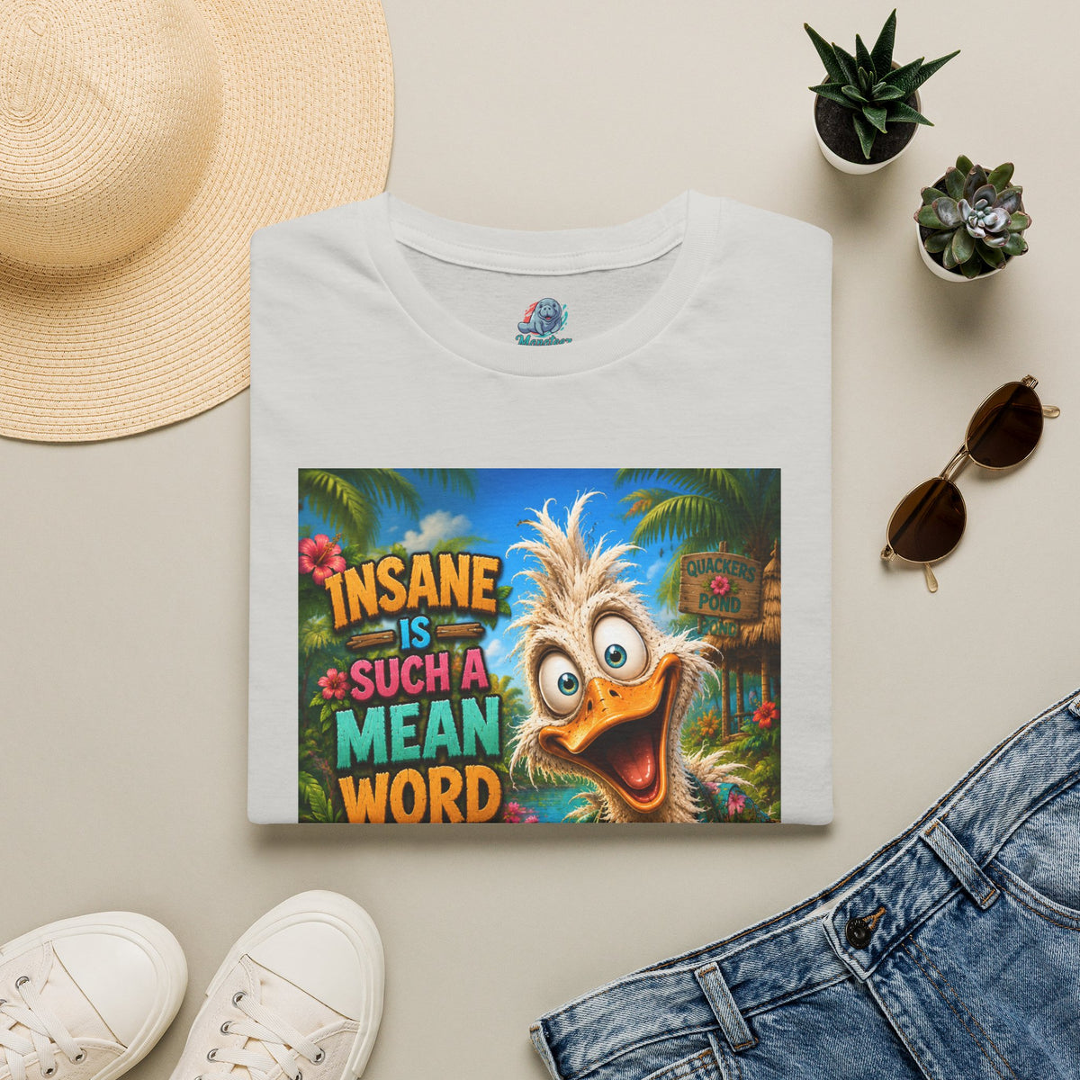 Insane Is Such a Mean Word I Prefer Mentally Creative Funny Duck Shirt | Crazy Ostrich Hawaiian Tee   Background