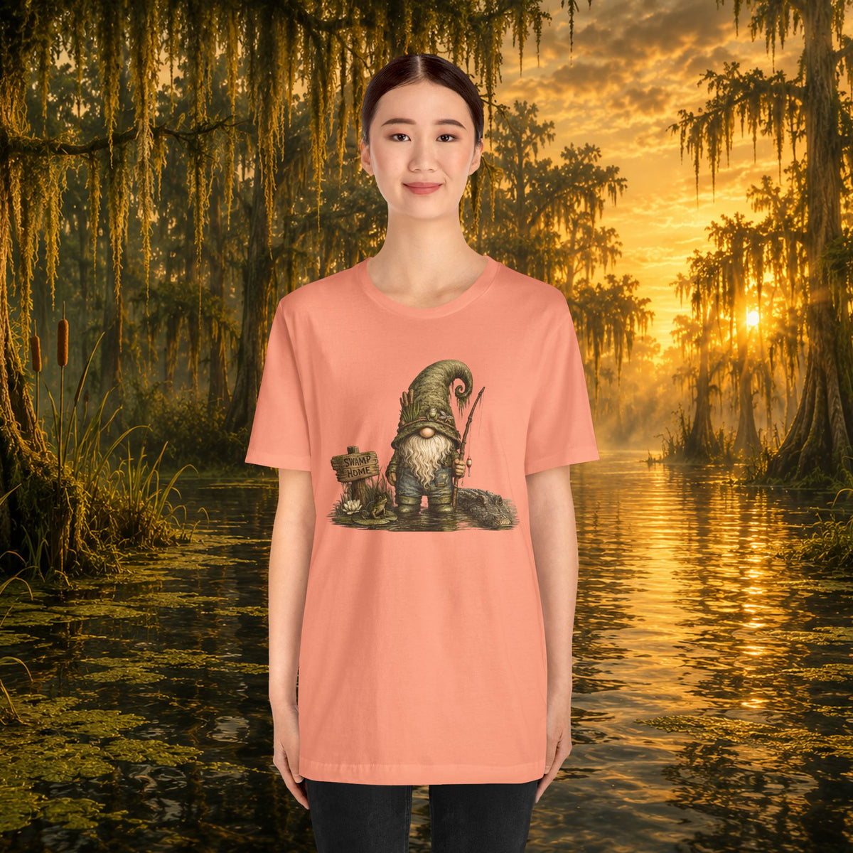Swamp Gnome Shirt, Southern Swamp Life Tee, Fishing Gnome T-Shirt, Bayou Gnome Shirt, Alligator Gnome, Frog Lover Gift, Country Swamp Shirt