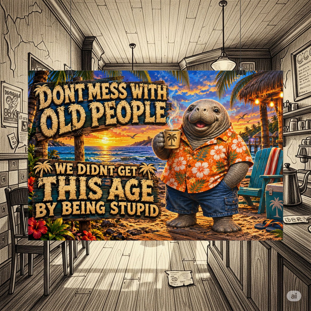 Funny Old People Quote Rolled Poster