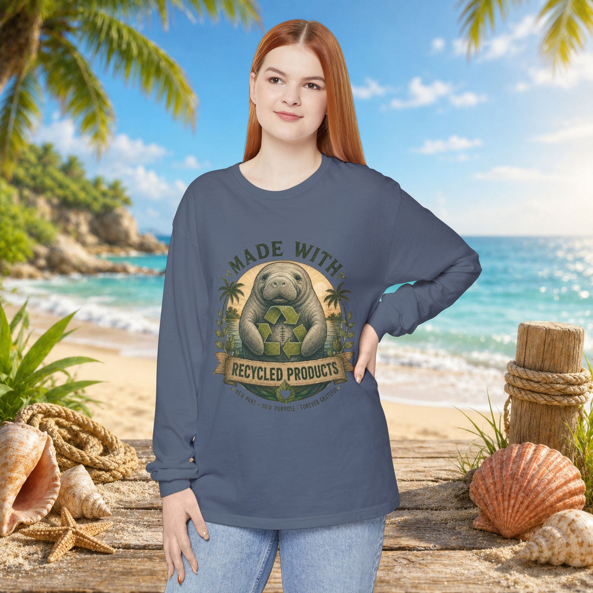 Made with Recycled Parts Funny Liver Transplant Manatee T-Shirt | Organ Donor Awareness Gift
