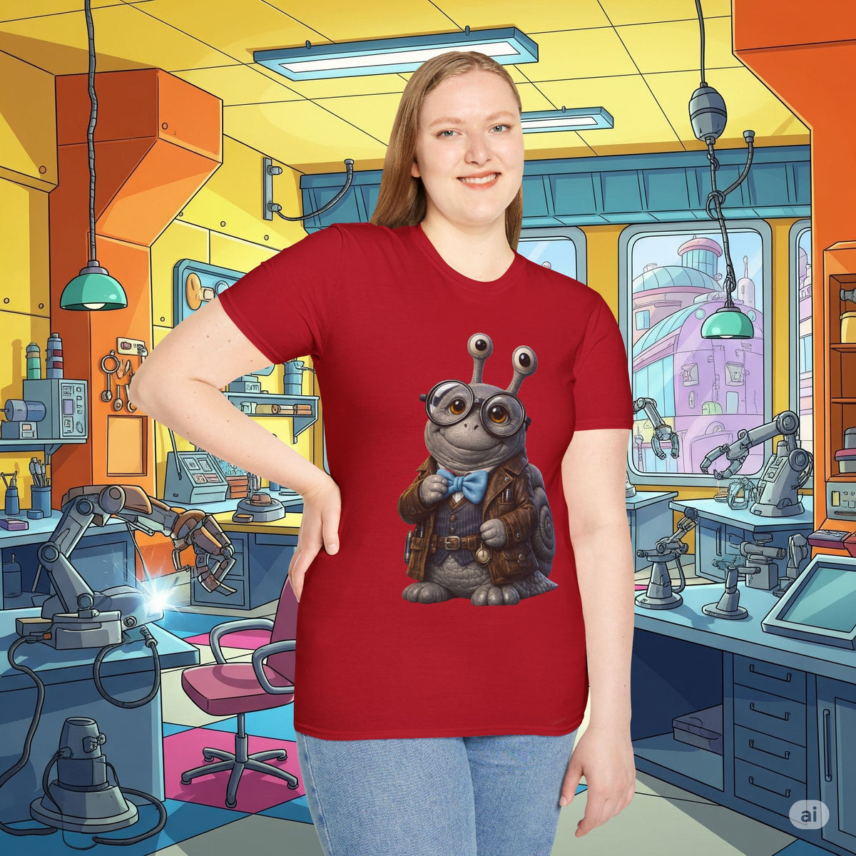 Cute Nerdy Snail Shirt | Steampunk Professor Snail Graphic Tee | Funny Bookworm Animal T-Shirt