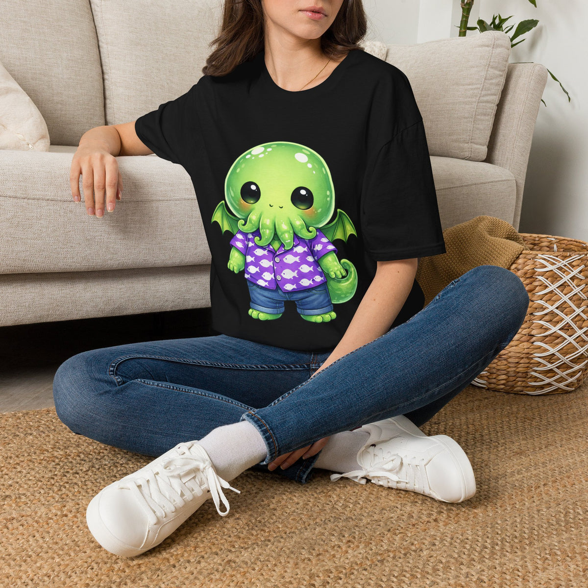 Cute Cthulhu Hawaiian Shirt T-Shirt | Kawaii Lovecraft Monster Graphic Tee | Adorable Tentacle Creature Shirt