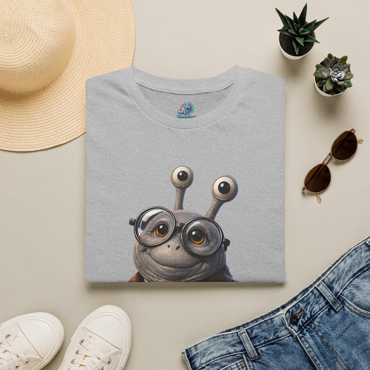 Cute Nerdy Snail Shirt | Steampunk Professor Snail Graphic Tee | Funny Bookworm Animal T-Shirt