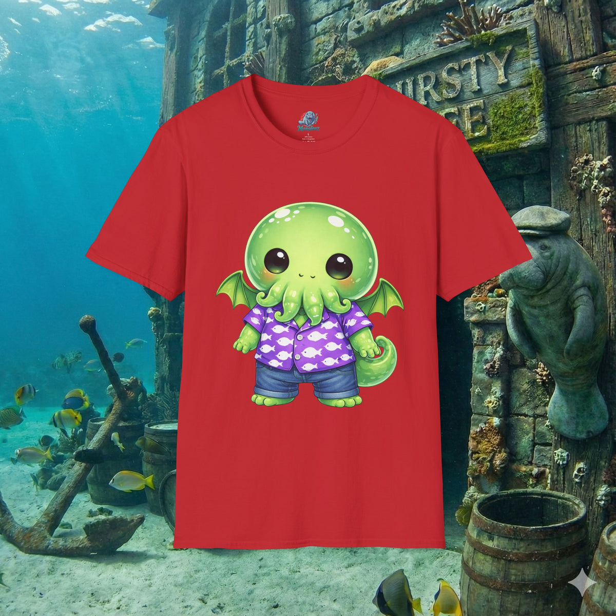 Cute Cthulhu Hawaiian Shirt T-Shirt | Kawaii Lovecraft Monster Graphic Tee | Adorable Tentacle Creature Shirt