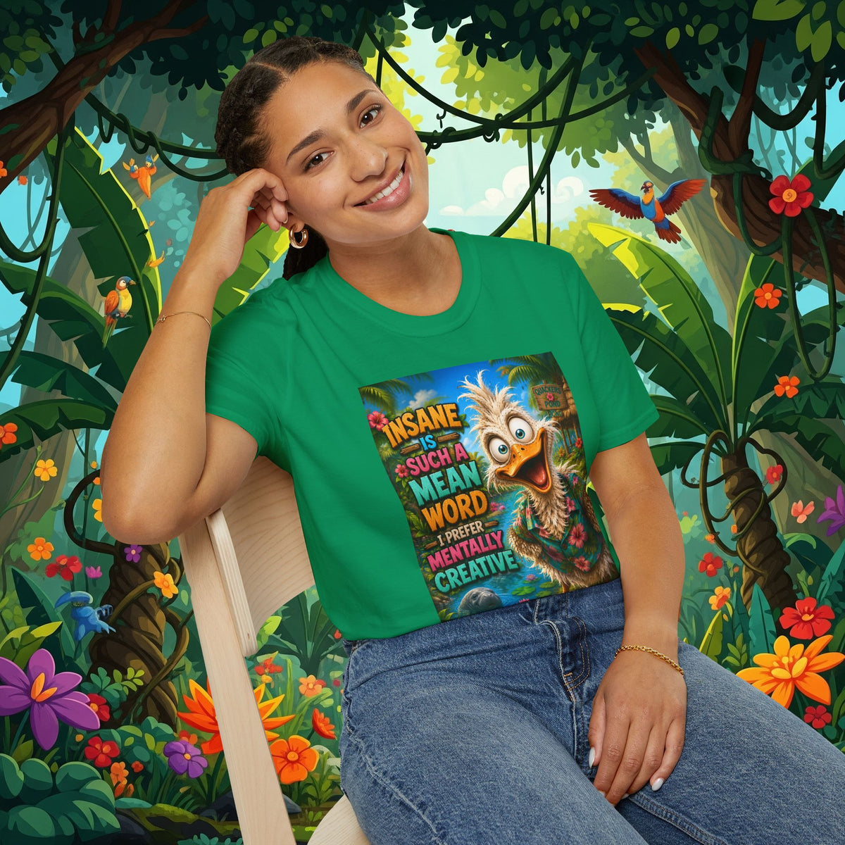 Insane Is Such a Mean Word I Prefer Mentally Creative Funny Duck Shirt | Crazy Ostrich Hawaiian Tee   Background