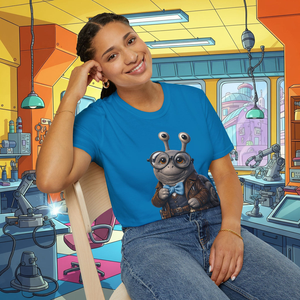 Cute Nerdy Snail Shirt | Steampunk Professor Snail Graphic Tee | Funny Bookworm Animal T-Shirt