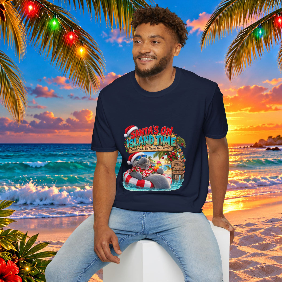 Santa’s on Island Time Christmas Beach T-Shirt