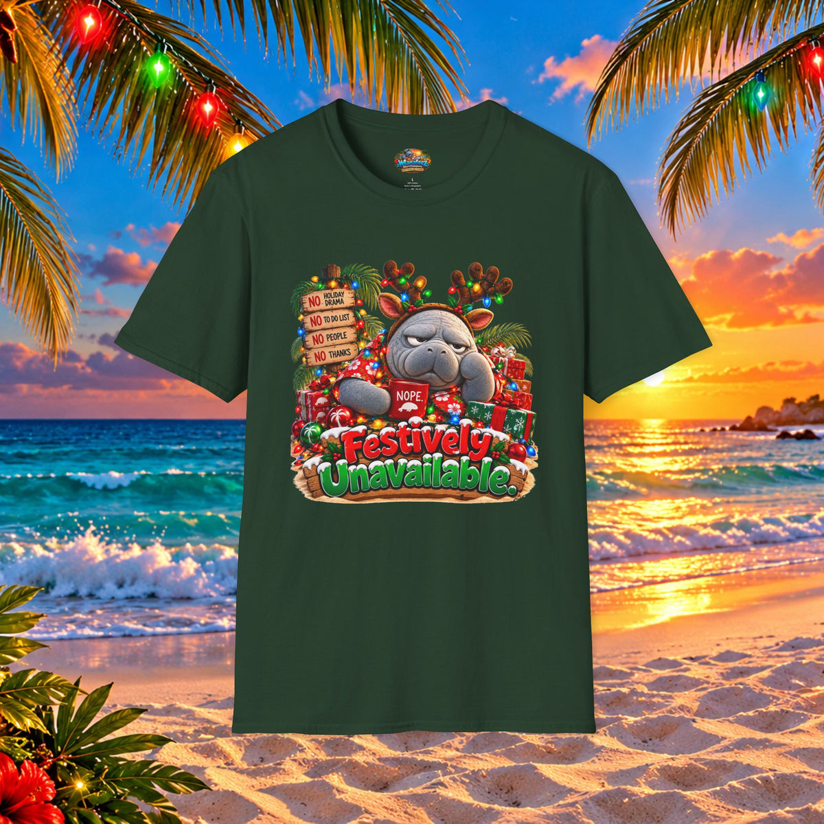 Festively Unavailable Christmas Manatee T-Shirt