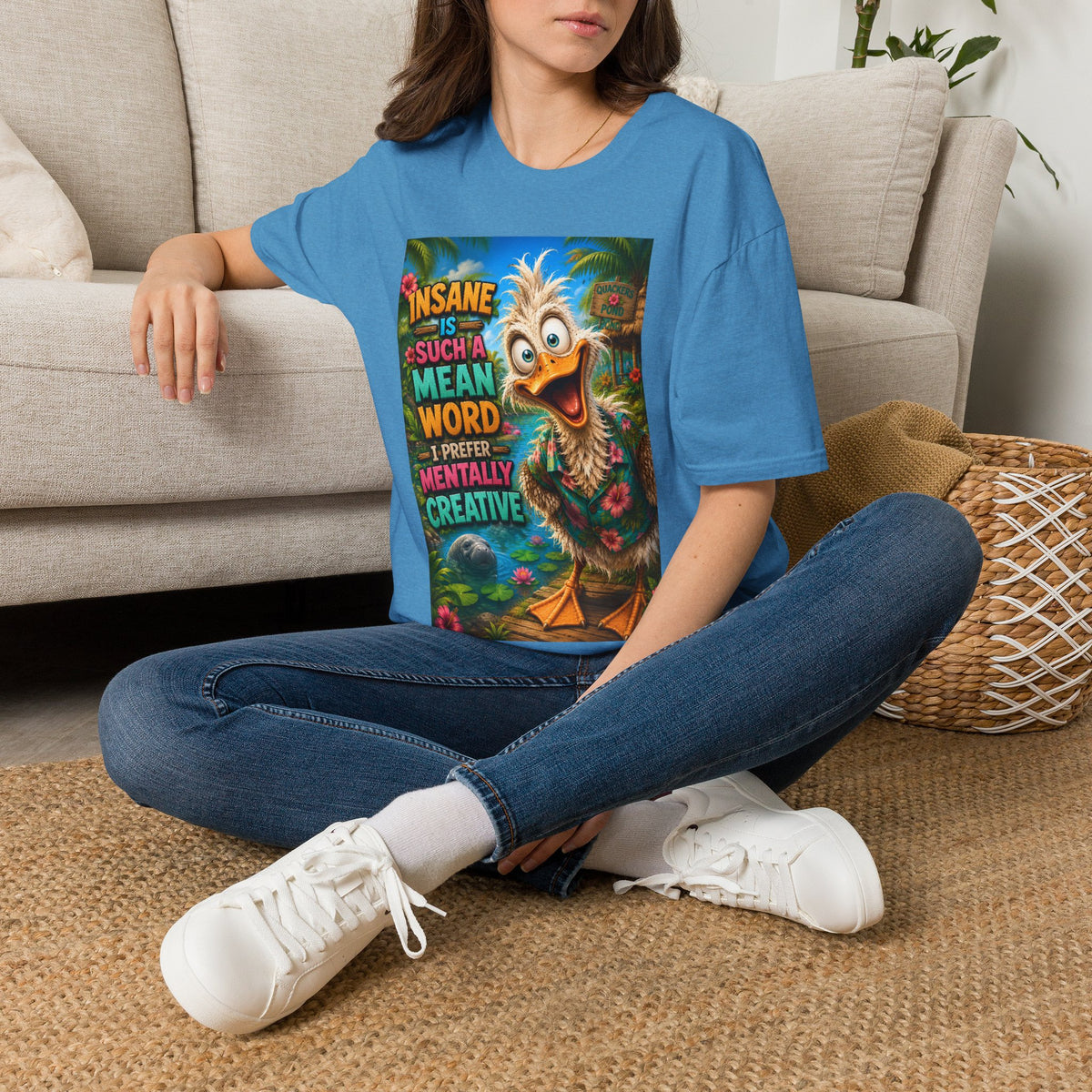Insane Is Such a Mean Word I Prefer Mentally Creative Funny Duck Shirt | Crazy Ostrich Hawaiian Tee   Background